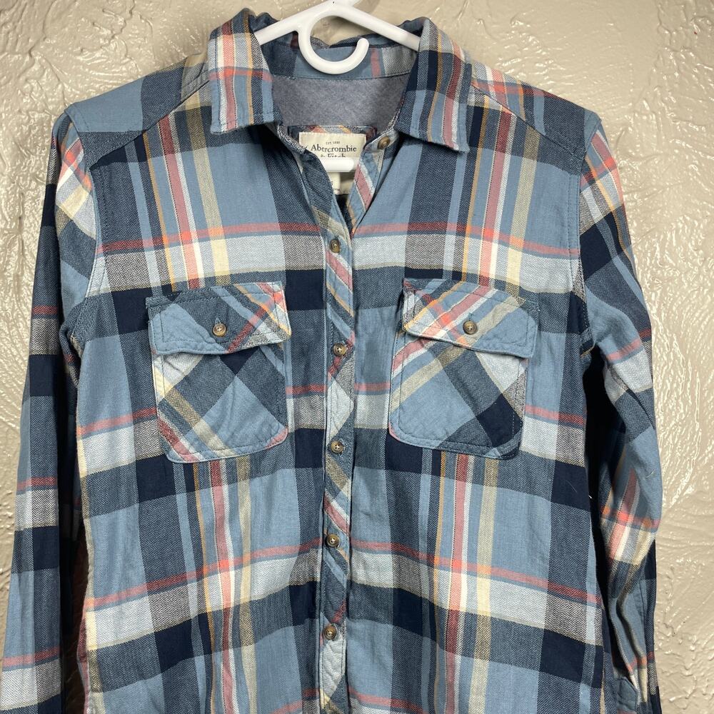 Abercrombie & Fitch Women's blue Plaid Long Sleeve Button Down Shirt size small